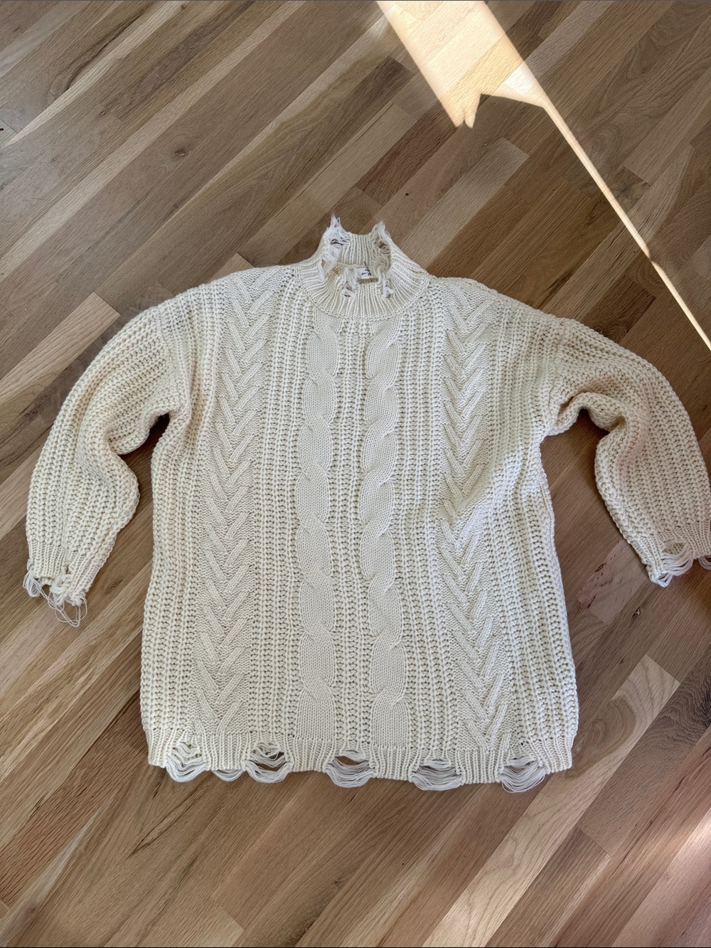 entro Cream Cable Turtleneck Sweater